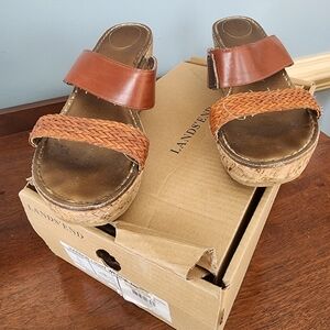 LANDS' END HARBOR LIGHT WEDGE THONG SANDAL 10M